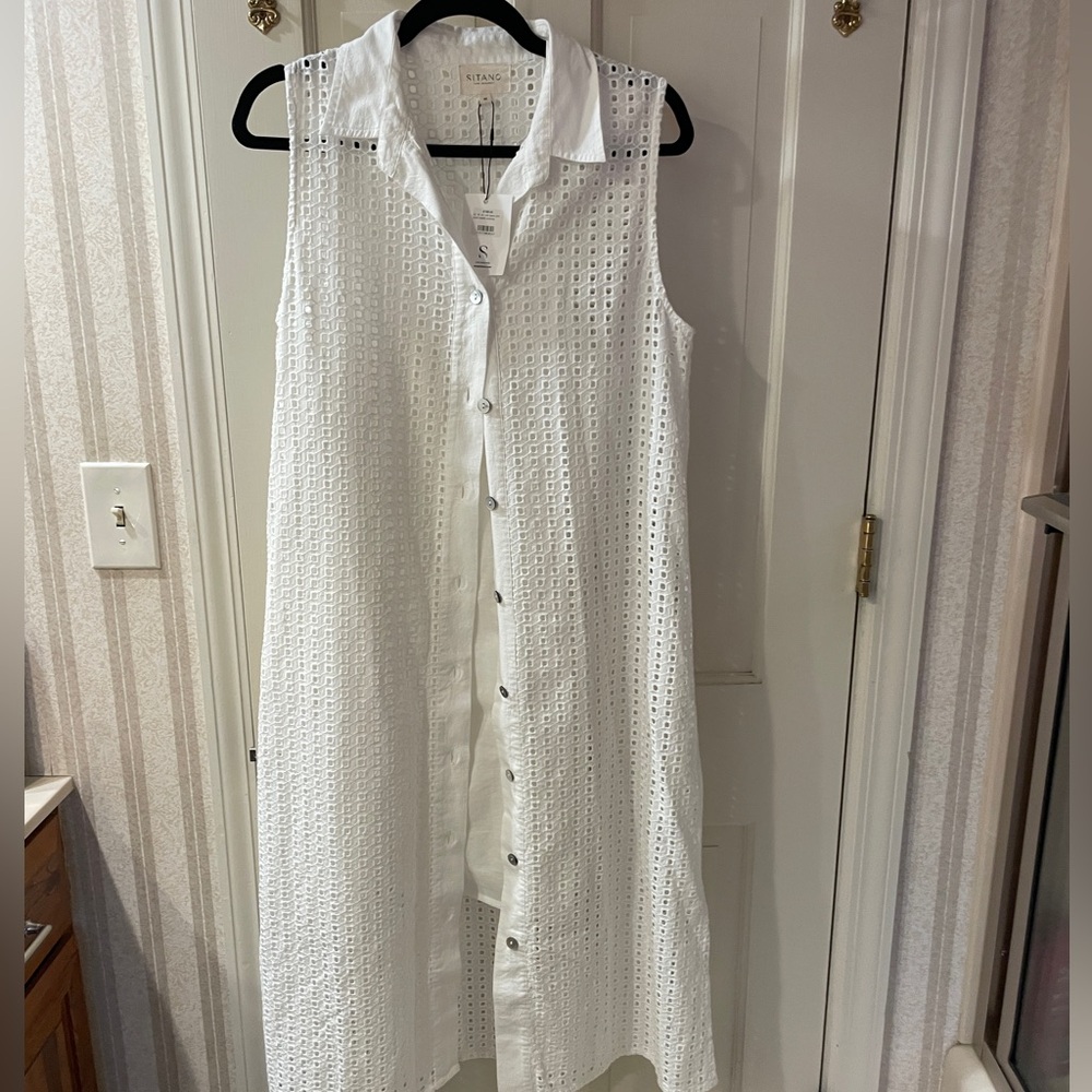 Elegant White Eyelet Midi Dress
